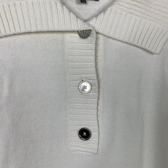 Jones New York Pull Over Bulk Knit Sweater 1/4 Button Collar Women 1X White - Picture 7 of 12